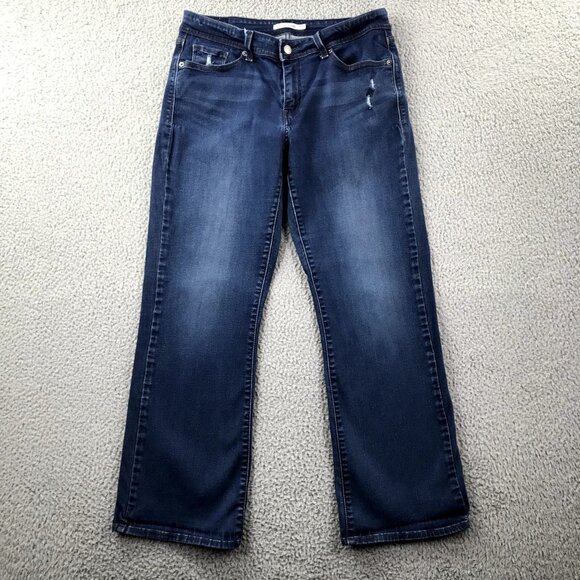 LEVIS 529 Womens Size 32 Dark Wash Mid Rise Distressed Curvy Bootcut Jeans 32x28 - Picture 1 of 16